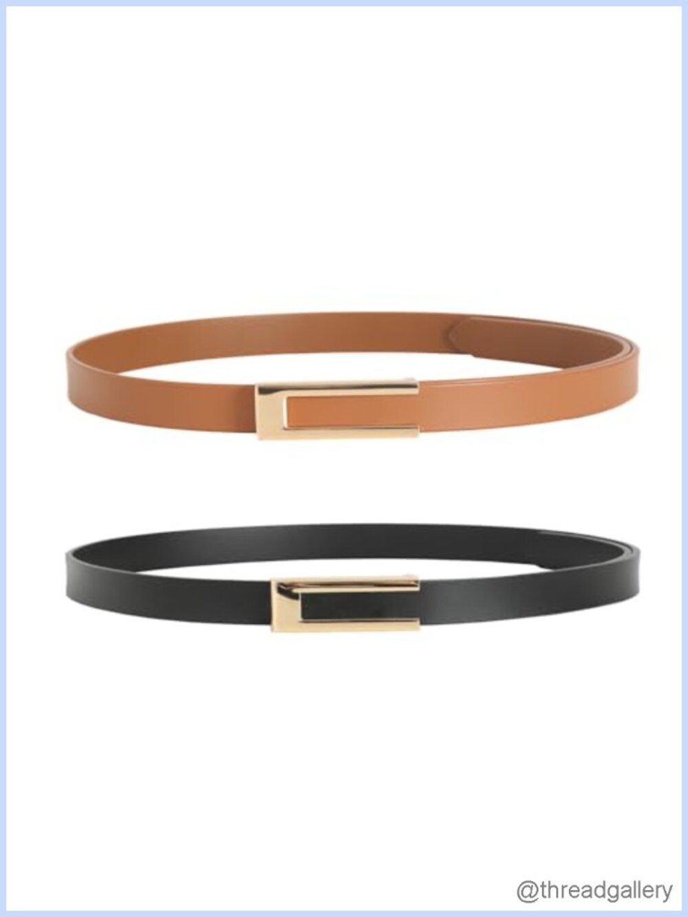 Womens Leather Skinny Waist Belt with Gold Buckle for Dresses Jeans Pants Size M